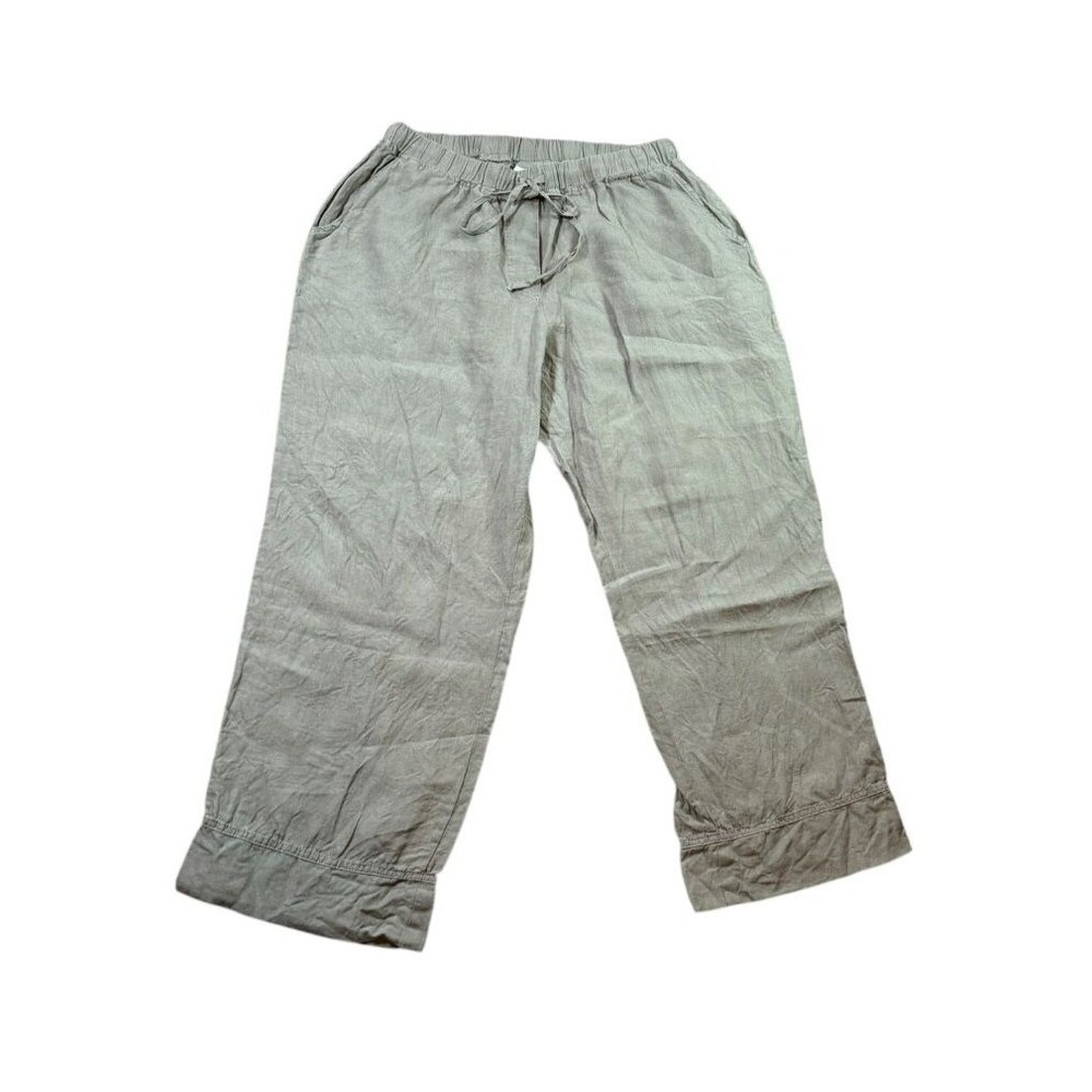 Parachute 100% Linen Pants Womens Size 1X Beige Wide Leg Elastic Waist Portugal